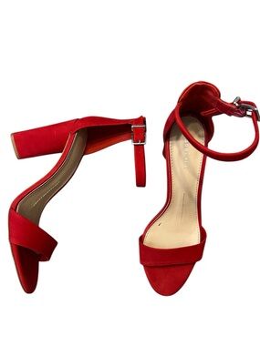 Gianni Bini Joenah Red Open Toe Ankle Strap Heels Sandals 9.5 Leather